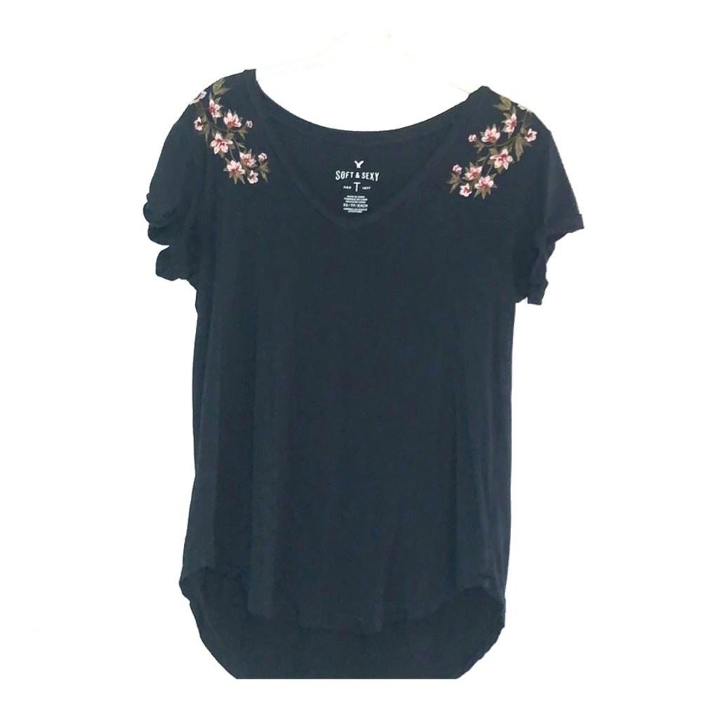 Dark gray and floral t-shirt